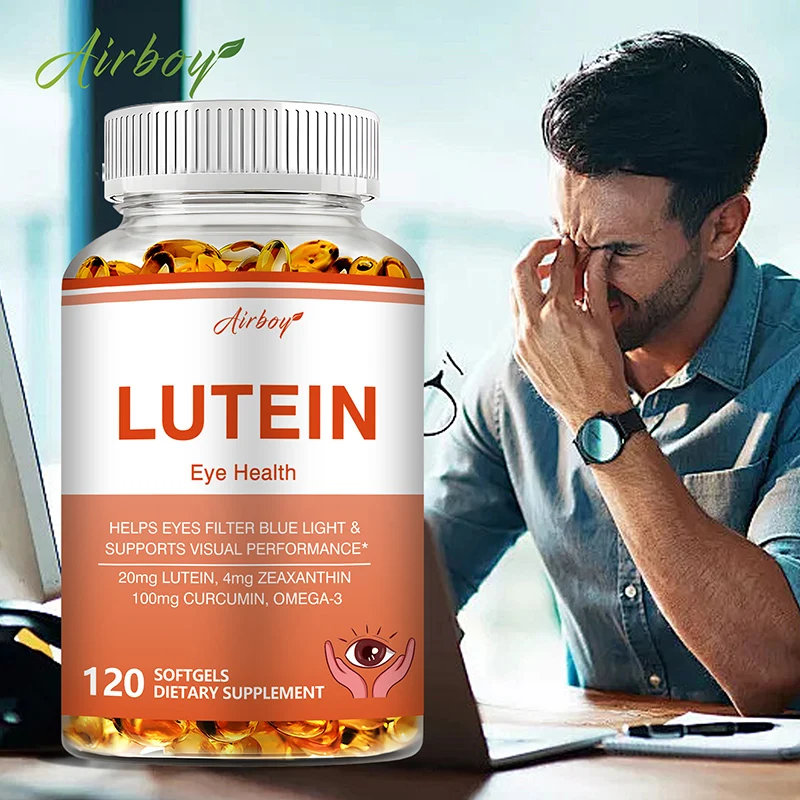 كبسولات لوتين - مع Zeaxanthin، فيتامين E - حماية من الضوء الأزرق، رؤية صحية، تخفف من تعب العين