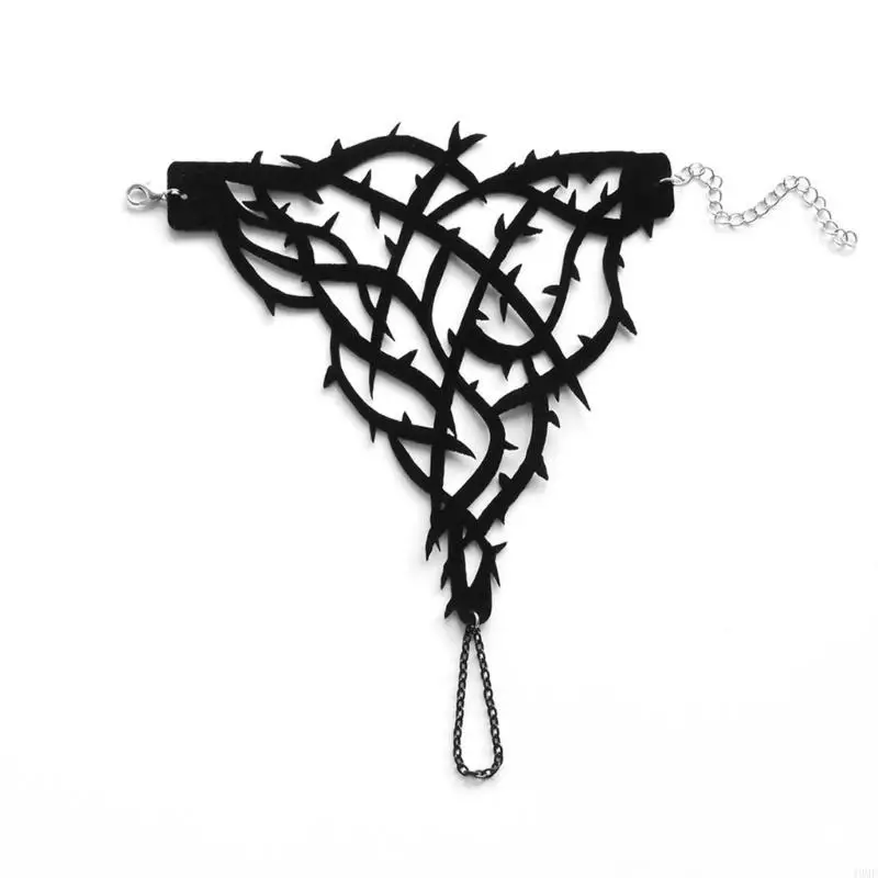49mf gelang hitam wanita yang dapat disesuaikan gelang gothic duri gelang halloween pesta gelang perhiasan aksesoris untuk pesta