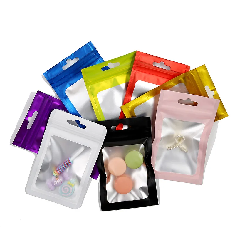 20-50pcs Thicken Ziplock Bags Holographic Laser Color Plastic Pouch For DIY Jewelry Retail Storage Pouch Zip Lock Bag NO Hole