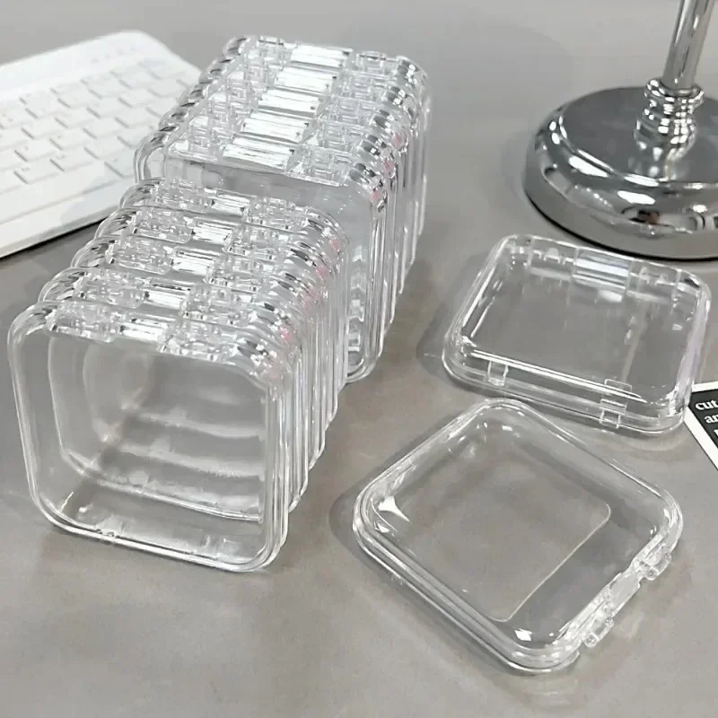 Portable Square Nail Storage Box Acrylic Transparent Container Jewelry Earring Rings Bracelet Badge Nail Packaging Case