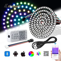 Full Set LED Pixel Ring USB 5V to DC Wire + WS2812B 8 16 24 35 45 LEDs Individul AddressabIe ModuIe SP110E Bluetooth Controller