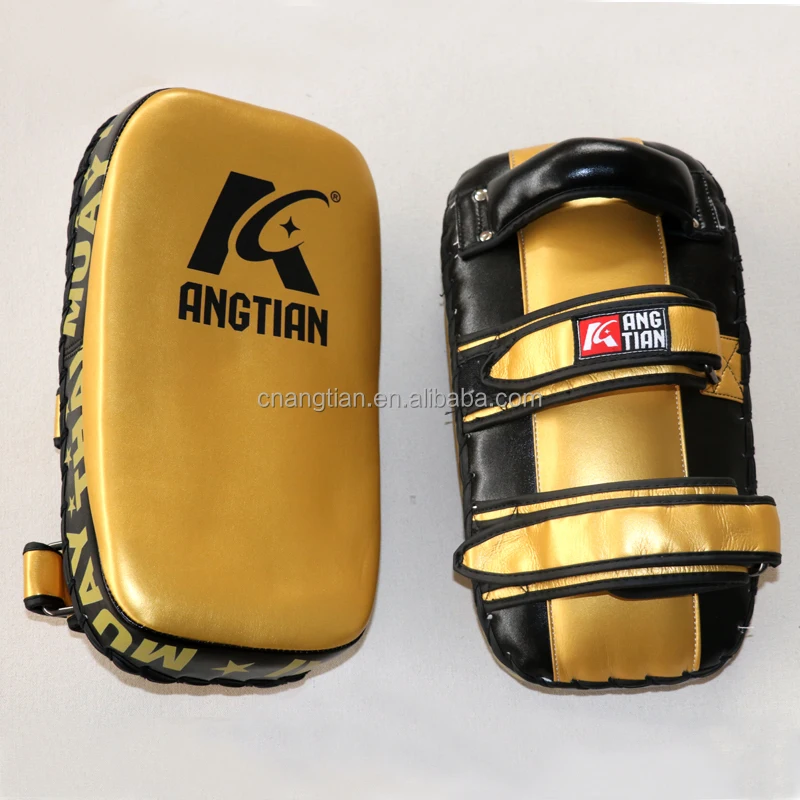 

ANGTIAN Factory Wholesale Hot Selling High Quality Kick Boxing Thai Pads Strike Shield Arm Pads Gold Punching MMA Focus Pads