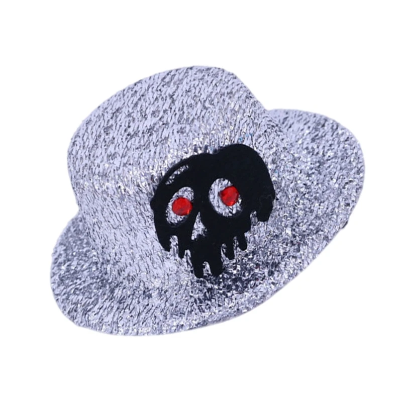 

Y5GC Skeleton Hat Clips Clips декоративные аксессуары для волос на хэллоуин мини -шляпа для волос зажим
