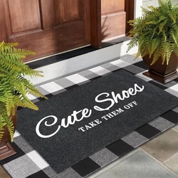 Cute Shoes Take Them Off Doormat, Rubber Backing Anti Slip Welcome Mat for Front Entrance Door, Outdoor Entryway Rug, Home Decor