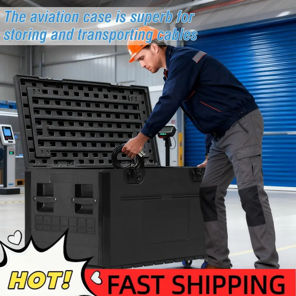 

Кейс-чемодан на колесах для кабелей и оборудования, 20-дюймовый пластиковый бокс с замком, подходит для различных электронных устройств