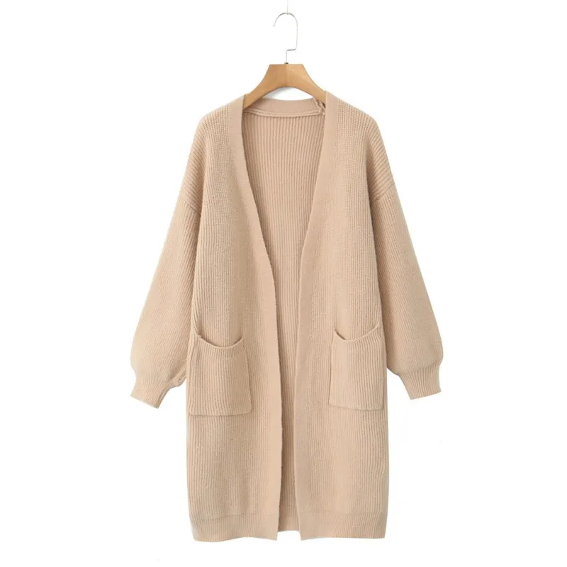 

White Long Length Sweater Cardigan Jacket Women's Autumn Winter New Korean Version Loose Soft Over the Knee Knitted Sweater Coat