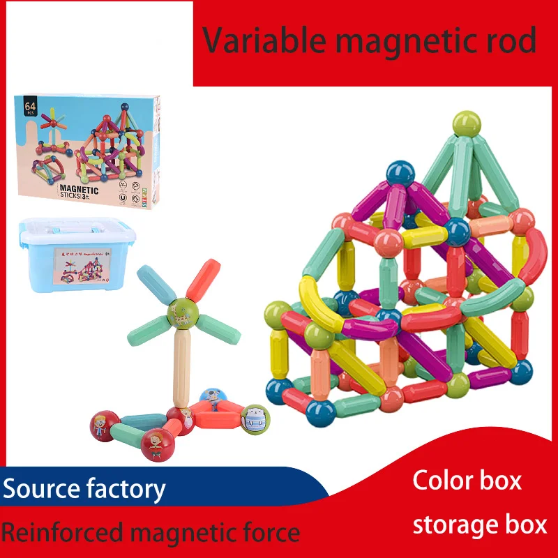 Juguetes magnéticos para niños, bloques de construcción magnéticos de descompresión, parche magnético de retales, palo magnético variable, rompecabezas de regalo