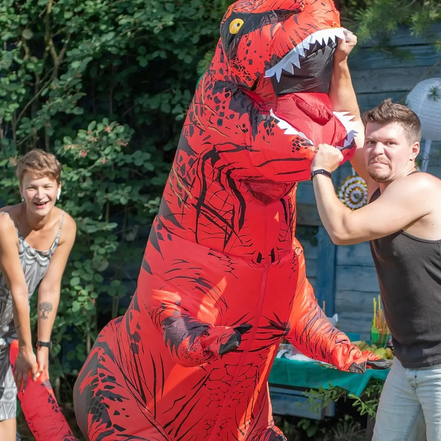 Tyrannosaurus Inflatable Dinosaur Costume T-rex for Adult Inflatable Fantasy Role-play Fancy Halloween Mascot Party Apparel