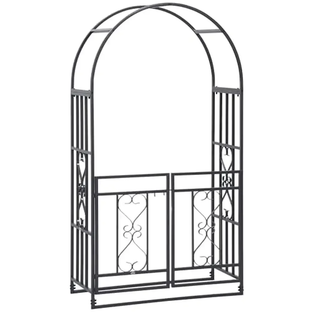 Metal Garden Trellis Arbor Double Doors Locking Vine Frame Heart Arch Wedding Party Celebration Balloon Flower Lights Entry Gate