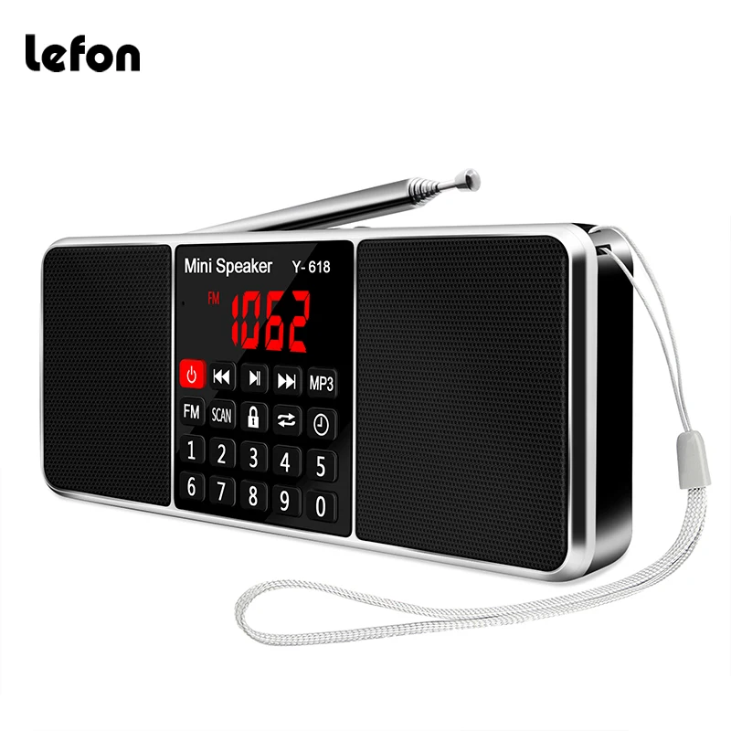 Lefon Digital FM Radio Receiver Speaker Stereo MP3 Player Support TF Card USB Drive LED Display Time Shutdown Portable Radios