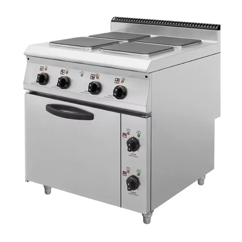 Commercial Kitchen Electric Hot Plate with Bottom Oven 4 Square EGO Burner Portable Multifunctional for Restaurant & RV Use