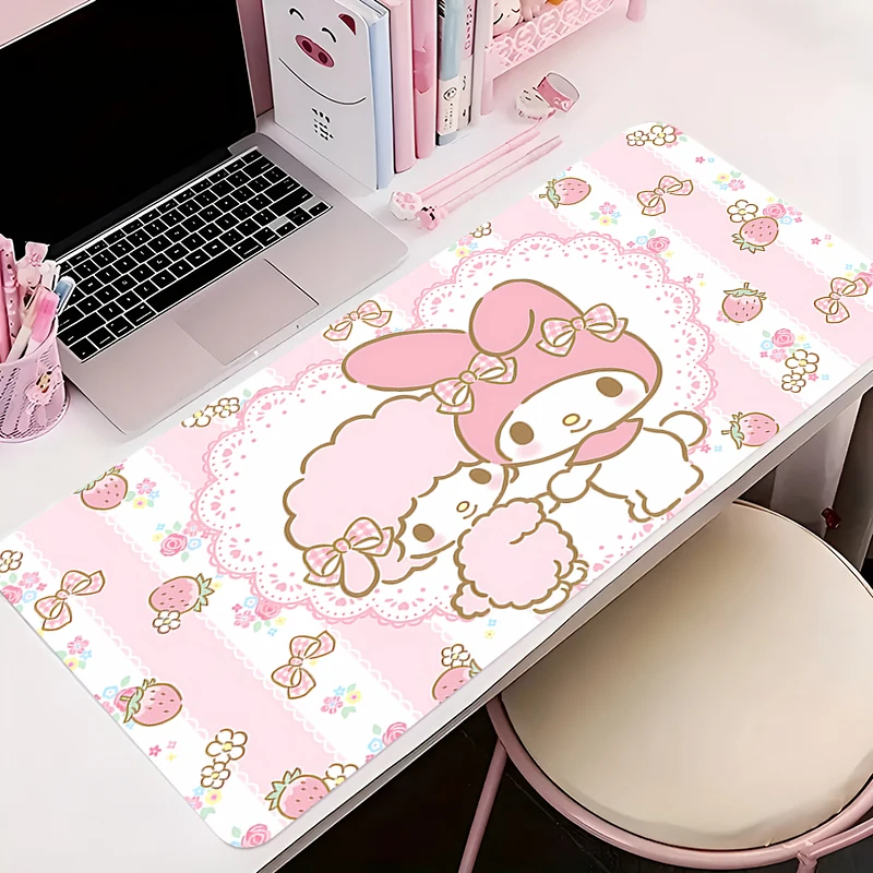 Pink My Melody Anime Mousepad Cartoon Cute Sanrio Large Mouse Pad Keyboard Pc Accessories Table Mat Gaming Cabinet 80x30 Carpet