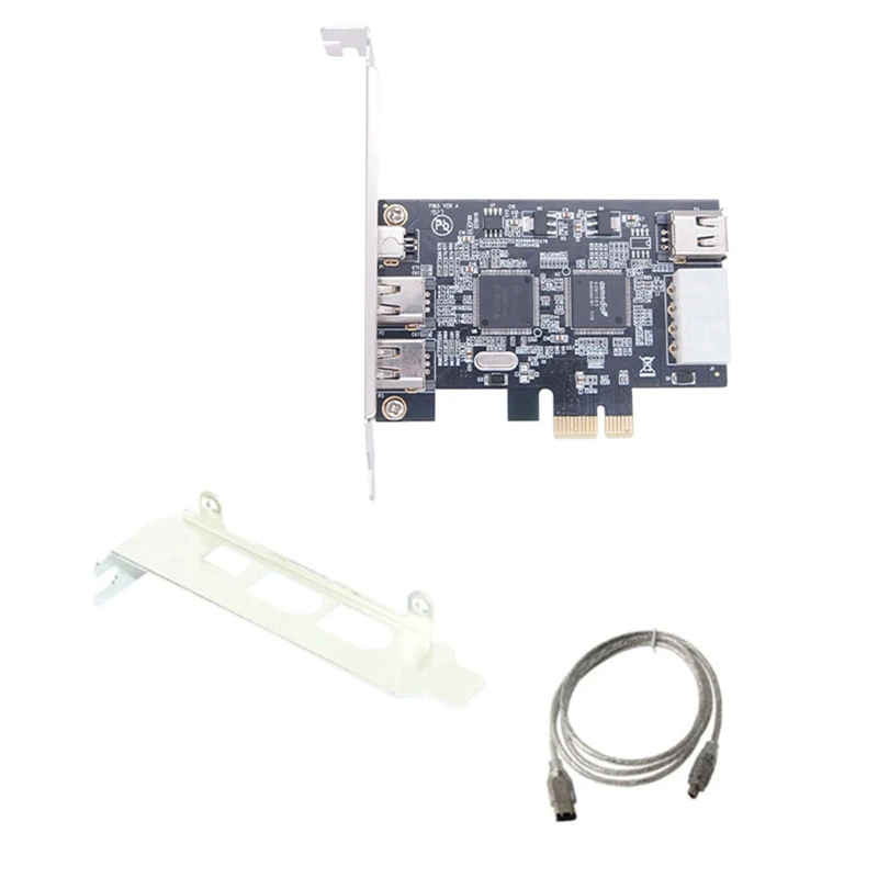 

PCI-E 1X IEEE 1394A 4-портовый (3 + 1) адаптер карты Firewire 1394 A Pcie PC + металлическая карта Firewire + 6-контактный к 4-контактному кабелю IEEE 1394