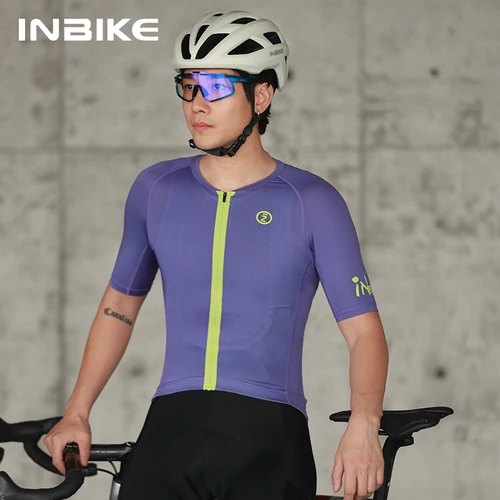 INBIKE-camisetas de ciclismo para hombre, camisetas de manga corta con cremallera completa y bolsillos, ropa transpirable para ciclismo de montaña y carretera