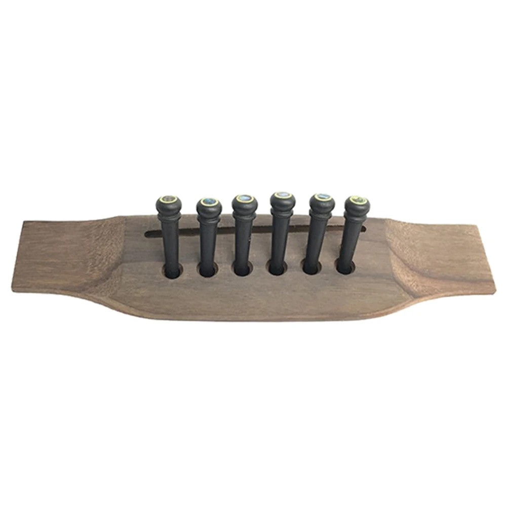 Acoustic Guitar Bridge Pins 6Pcs Set Made of Hardwood Ebony with Brass Circle Enhancing Vibrational Efficiency
