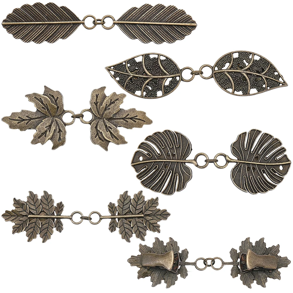 1 Box 5pcs Sweater Cinch Clips Shawl Clip Bronze Vintage Tree Leaf Dress Shawl Clothing Cincher Clips to Hold Sweater Together