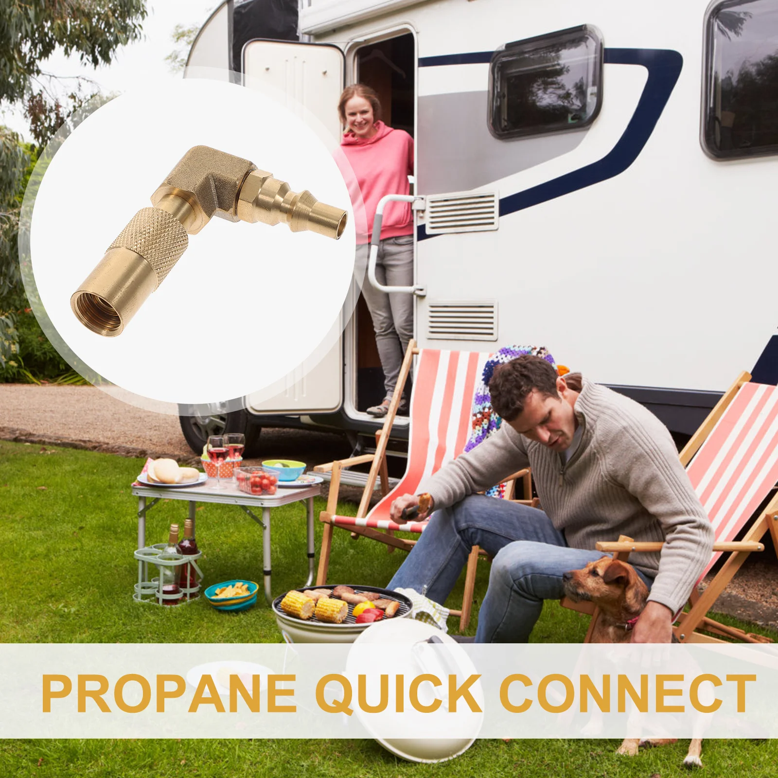 

Brass Coupler 1/4 Inch Quick Connect 90 Degree Elbow Adapter For Rv Propane Hose Griddle Accessories Propane Tank Connector
