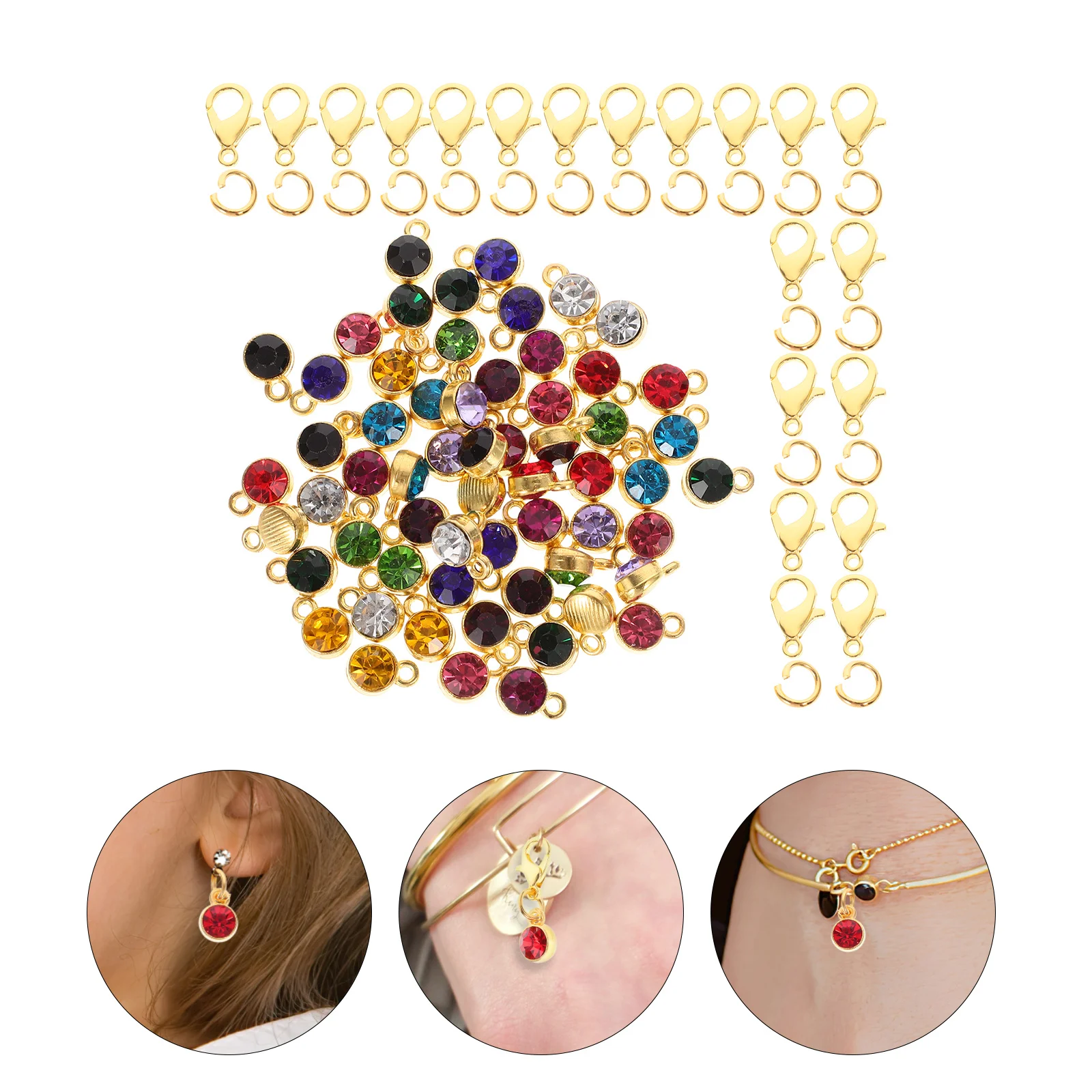 

1Set Gemstone Pendant Charms Delicate Alloy Material Handmade Jewelry Accessories Earrings Neck Chains Bracelets