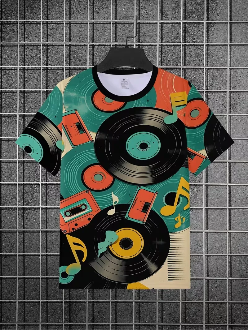 Lebhaftes Neon-Karnevals-Design Atmungsaktives Rundhals-Kurzarm-T-Shirt 3D-Digitaldruck Retro 80er Grafik-T-Shirt für Herren – Detail 2