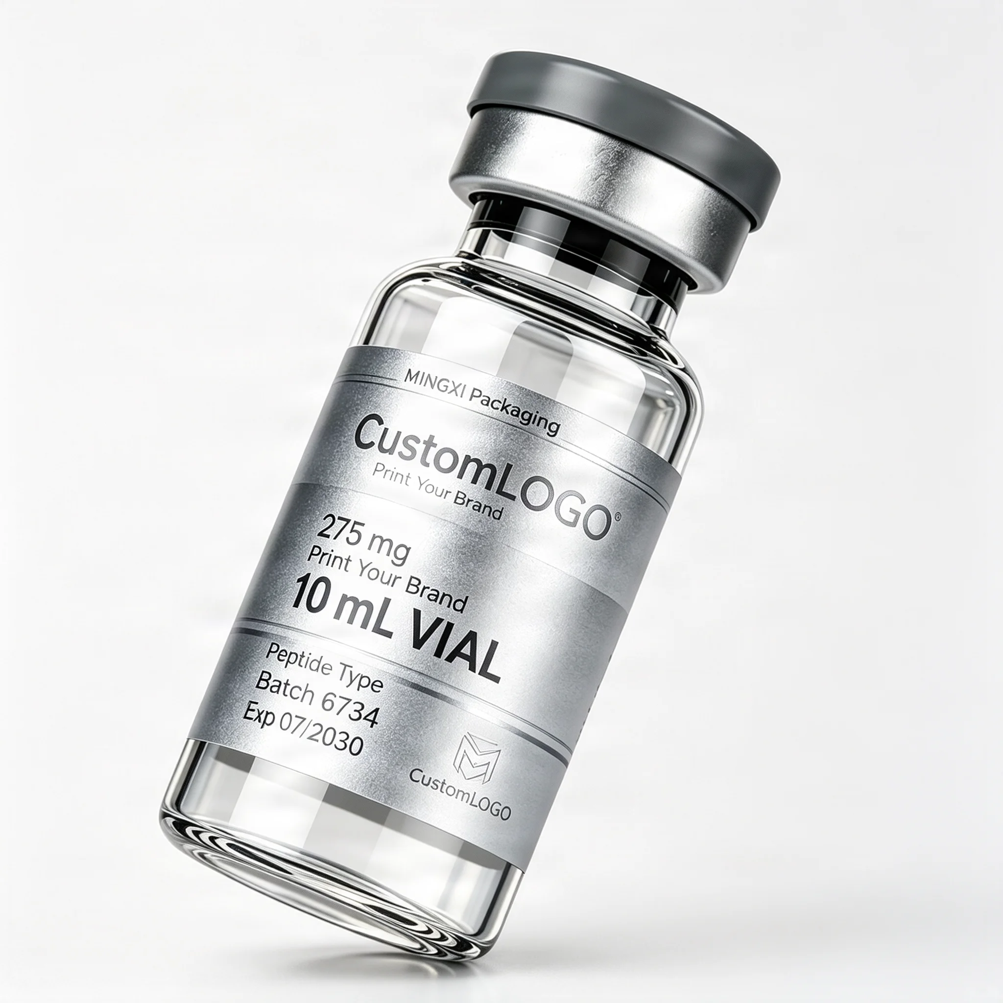 Injectable Health Supplement Vial Precision Printed Labels,Waterproof High Temp Resistant Self‑Adhesive Peptide Bottle Stickers