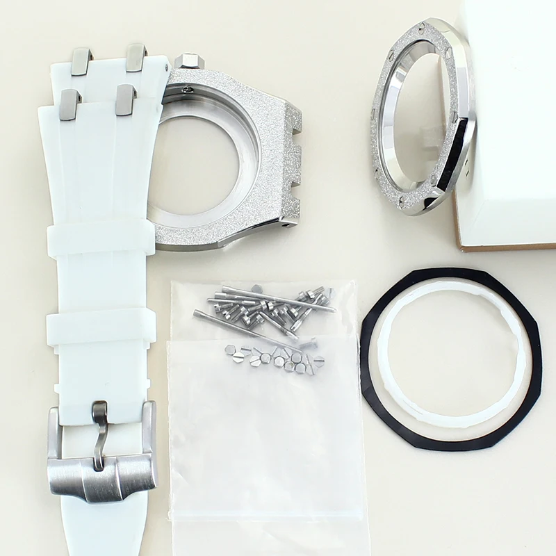 Caja de reloj Vintage para hombre, modelo de roble modificado NH35, correa de goma de acero inoxidable 316L, cristal de zafiro