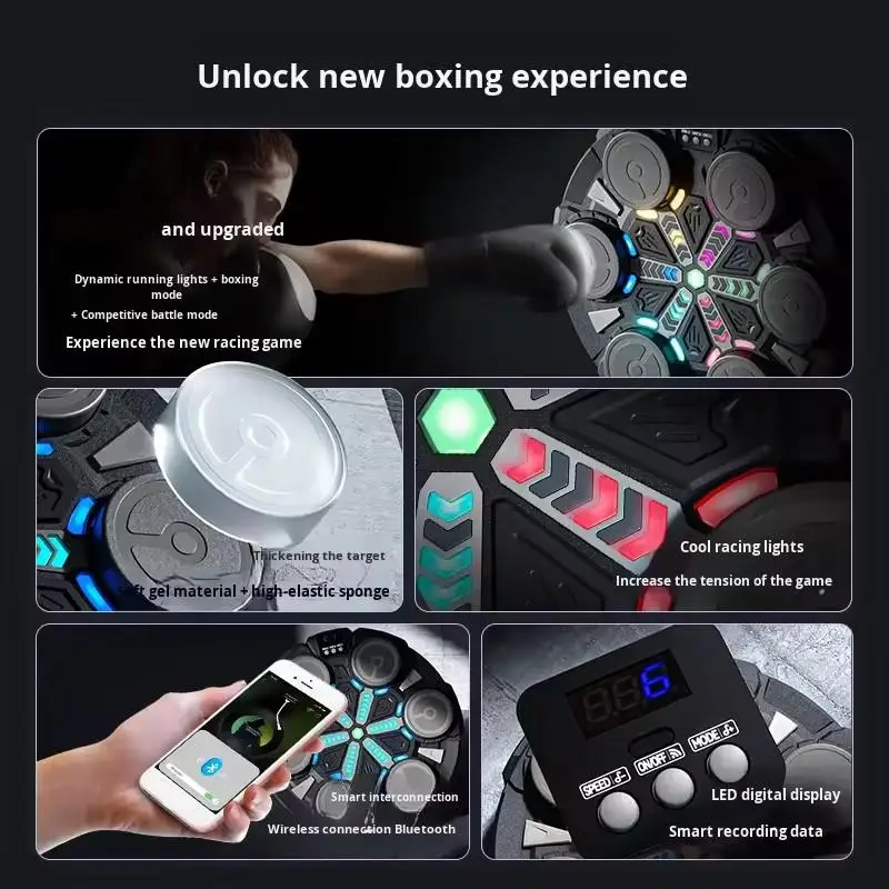 آلة الملاكمة الموسيقية الذكية الجديدة للكبار/الأطفال الرياضة اللياقة البدنية الملاكمة المدرب المنزل ممارسة الاستجابة التدريب الملاكمة جدار الهدف
