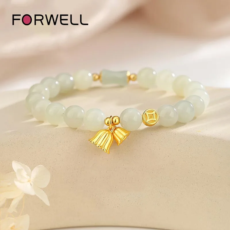 Hotan Jade New Women's Lily of the Valley Bracelet Joint Beads Bracelet Charms Jewelry Gift Fashion Natural Gemstones Accessorie