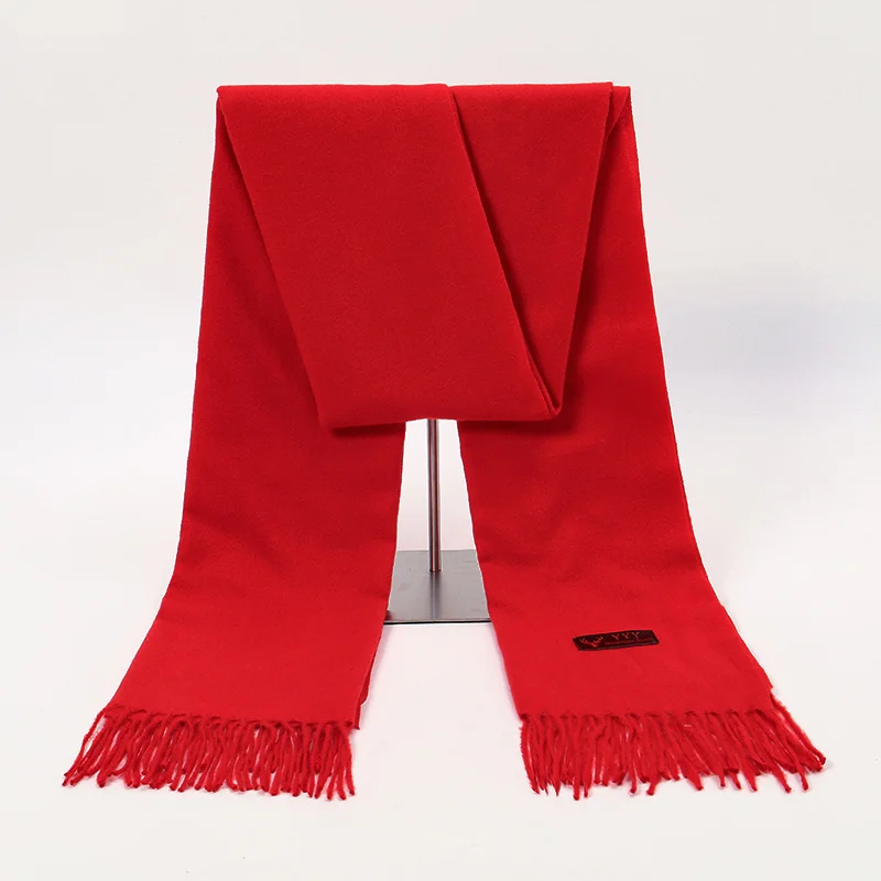 Plain Red Cashmere Scarf Winter Tassels Shawls Chinese Spring Festival Scarf Lady Soft Wraps Warmer Scarves Pashmina Scarf Cape