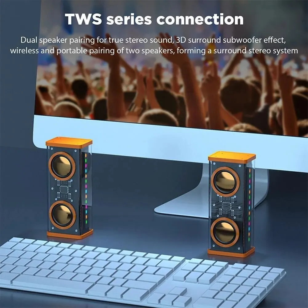 S01 Transparent Speaker Mecha Music Speakers Bluetooth 5.0 Wireless Stereo 2023 New Double USB Bluetooth Speaker image 5