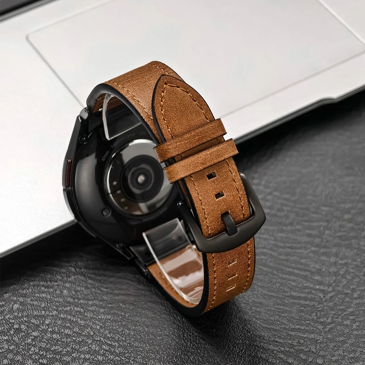 No Gaps Leather Strap for Samsung Galaxy Watch 6 Classic 47mm 43 40 44mm 5Pro 45mm for 4 Classic 42 46mm Quick Fit Band Bracelet