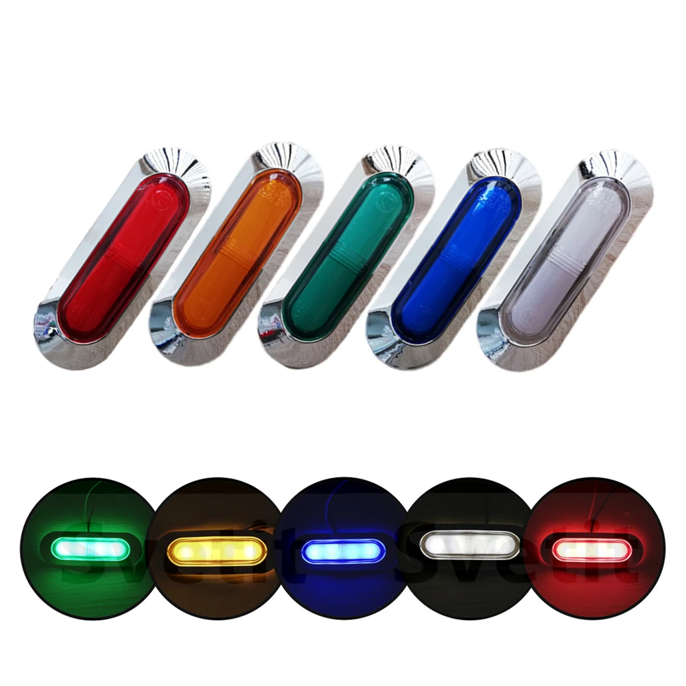 10Pcs Chrome Trailer LED Lights Marker Lights For Truck Side Lights 12V 24V RV Caravan Clearance Lights Boat Side Lamp Amber Red