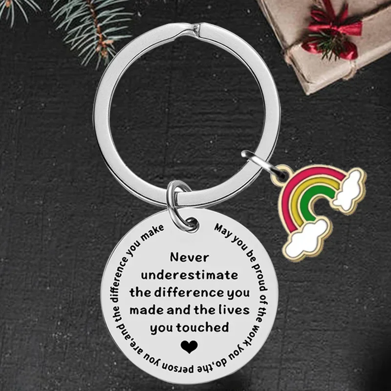 New Workers Appreciation Gift Keychain Teacher Nurse gift Key chain Keyring Holder Never Underestimate The Difference You Made