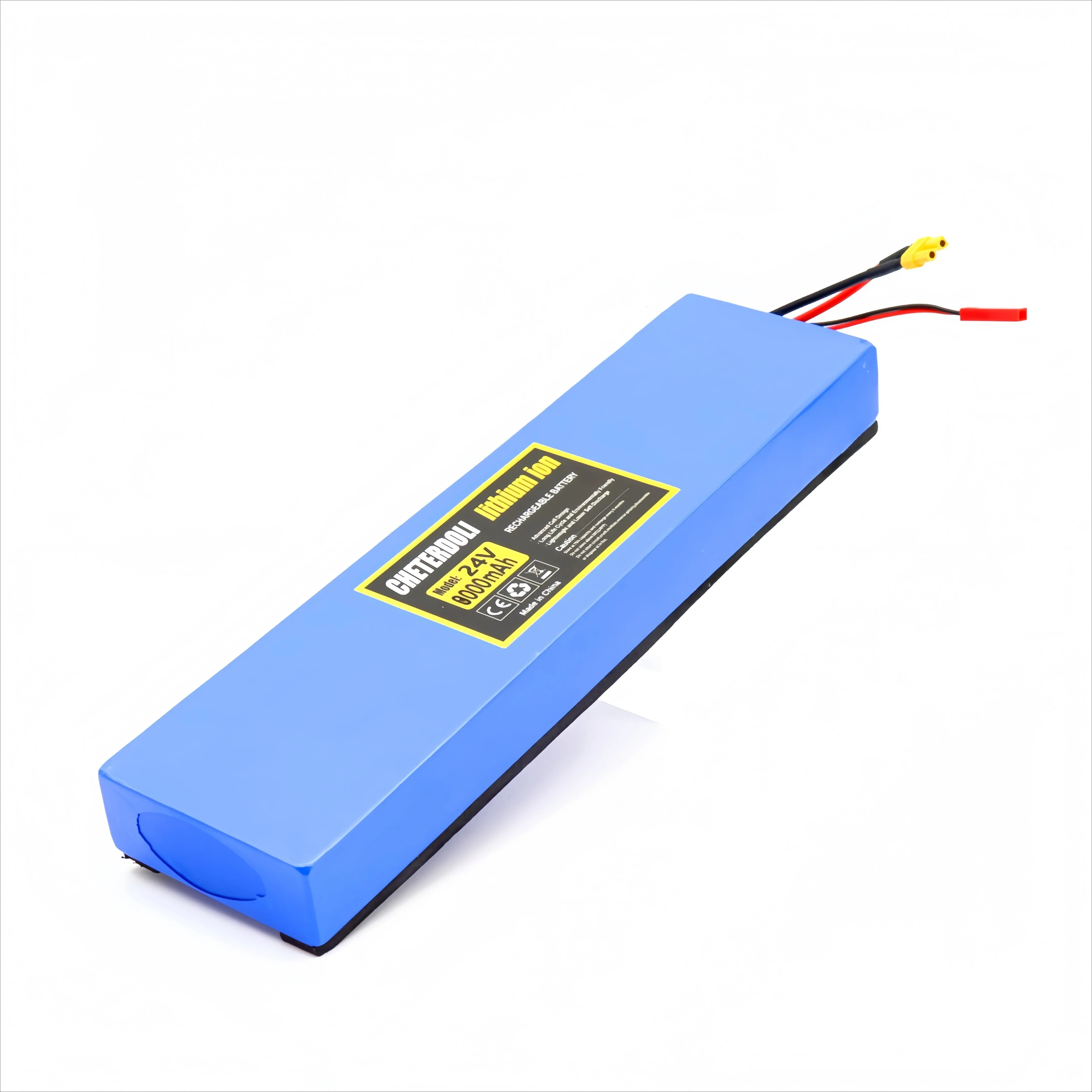 بطارية ليثيوم عالية السعة 24 فولت 12.8 أمبير 18650 7S2P للدراجات الهوائية، مع BMS والقطن المقاوم للصدمات، حزمة بطارية 29.4 فولت