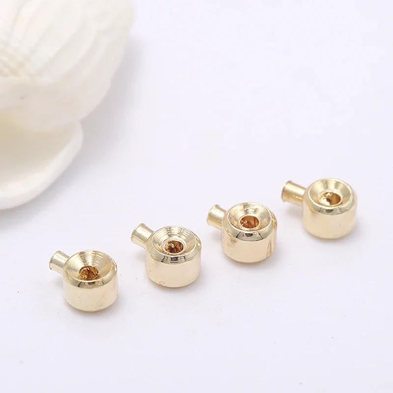 18K Gold Plated Brass Clip Clasps Crimp End Beads Positioning Buckle Bracelet Stopper Beads Closures For Jewelry Making Supplies