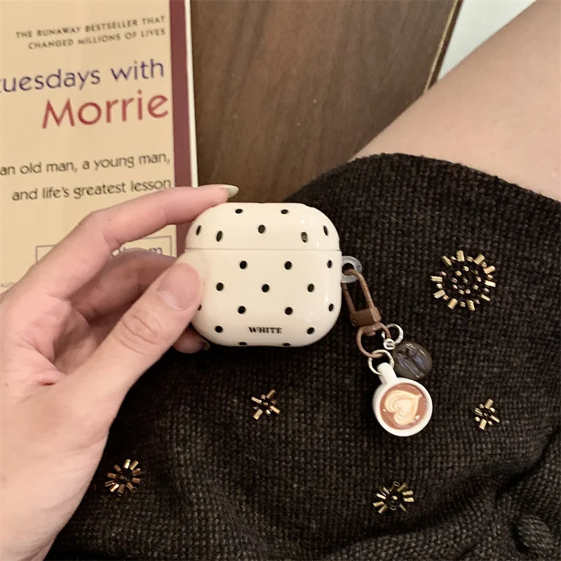 

Creativity Dot pattern Pattern Splicing Bead Coffee beans Pendant earphone cover Case Cover for AirPods 1 or 2 3 4 Pro 2 Pro 3