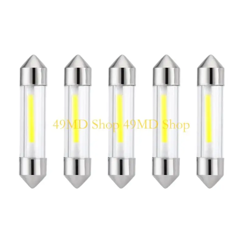 49MD Pack of 5 12V LED Festoon Interior Lamp Car Map Light Replacement Bulb  with Clear Housing for Cabin Reading Night Use
