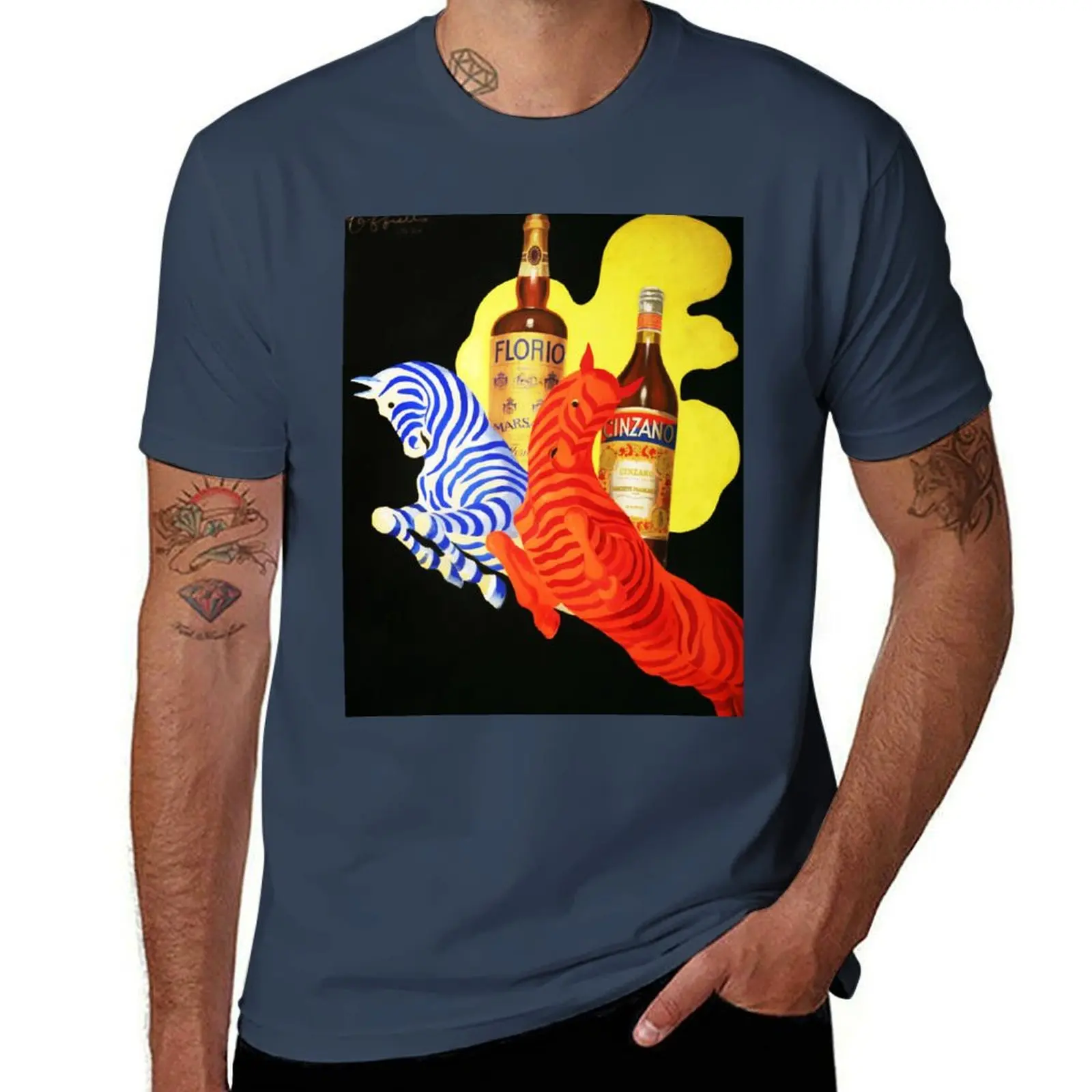 FLORIO CINZANO Vermouth Vintage italiano licor Alcohol publicidad por Leonetto Cappiello camiseta hombre camiseta de lujo