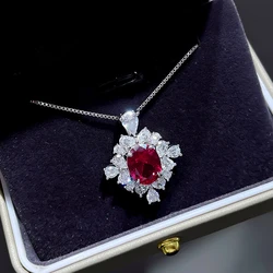 Huitan Gorgeous Charming Pendant Necklace for Women Bright Red Zirconia Stone Jewelry for Wedding Party Female Chic Accessories
