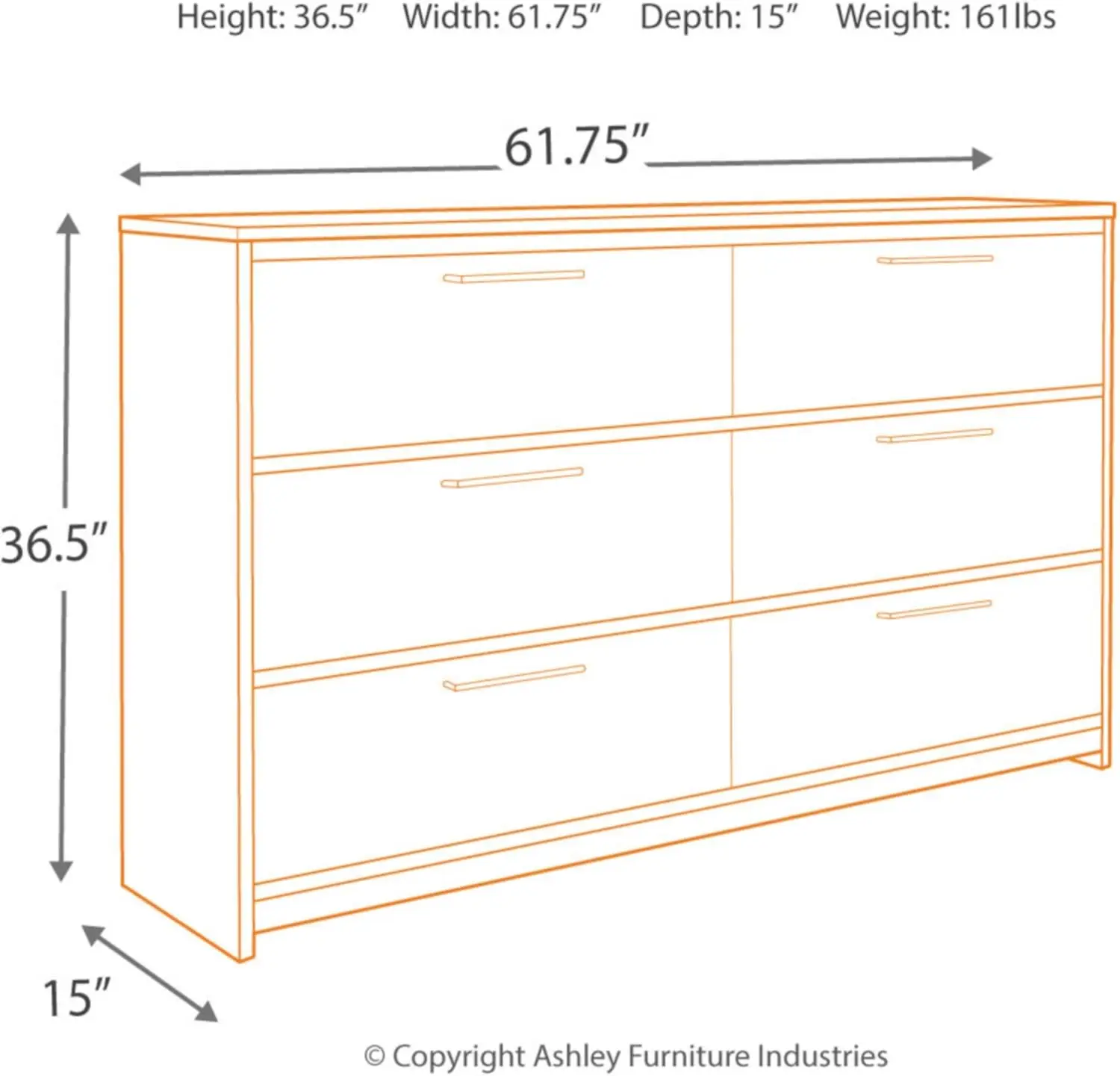 Rustic Coastal 6 Drawer Dresser, Smoky Gray