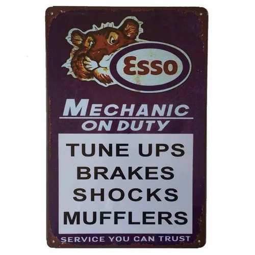 Esso Mechanic Service Tin Sign Petrol Oil Shed Garage Man Cave 30cmx20cm --Tin Sign