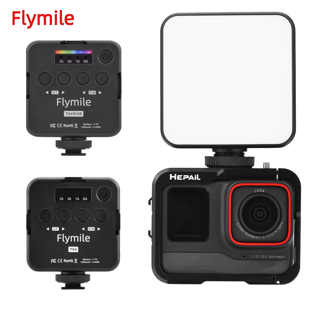 

Flymile Mini Fill Light for Dji Osmo Action 5/4 Camera Rgb/Dual Color Temperature Led Video Light 1200Mah Photography Accessory