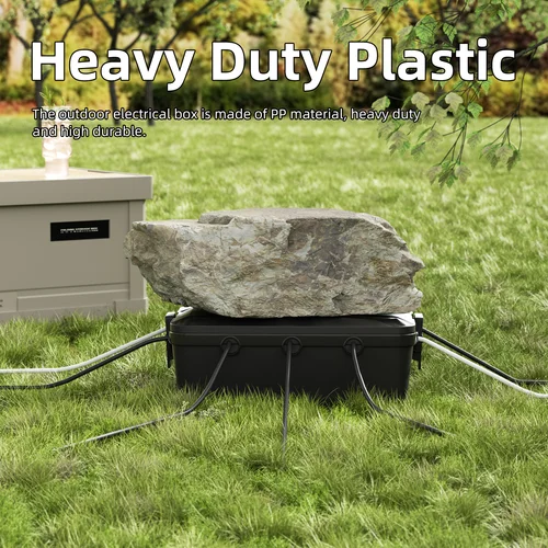 Imagen 2 del producto Caja eléctrica para exteriores, cubierta grande para cable de extensión exterior de 13x8x5, caja de conexión resistente al agua y a la intemperie, cable de alimentación exterior negro