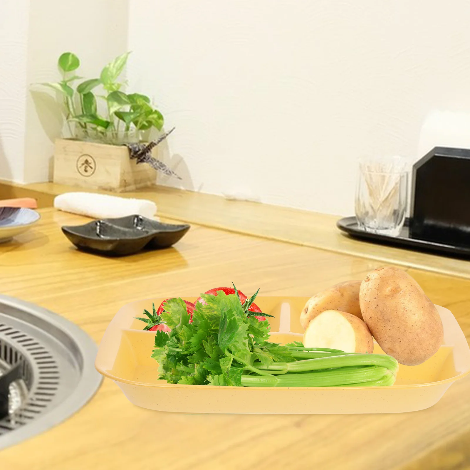 

1pc Divided Serving Plate Reusable Compartment Dinner Plate For Salad Dessert Fruit Food Holder Portion Control Tray Tableware