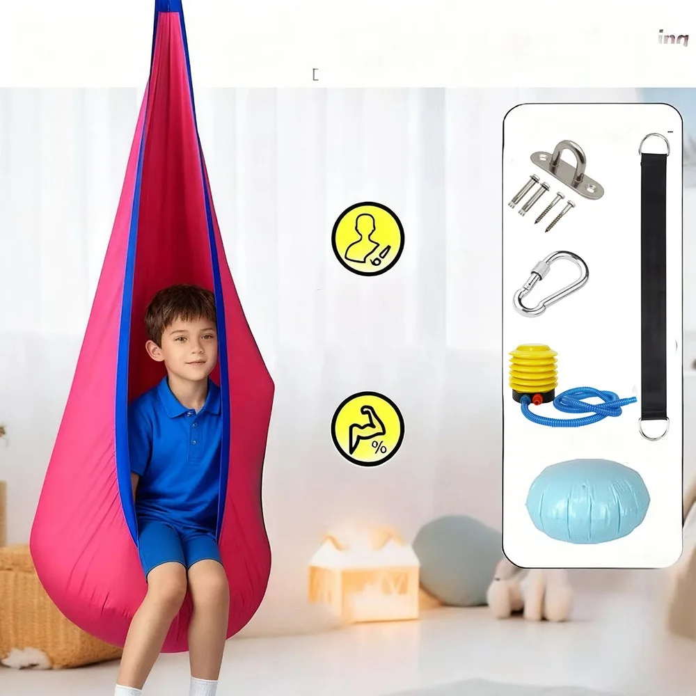 屋内ナイロン純綿布バッグスイングキャンプポータブル安定したハンモック家族中庭子供用エアマットレスハンギングチェア