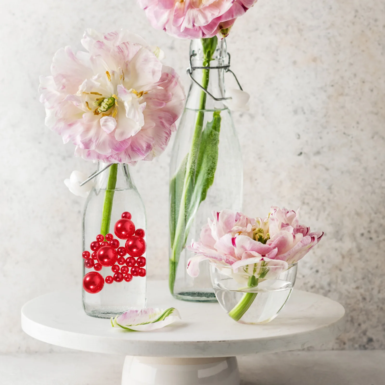 

125 Pcs Pearls Vase Decoration Decorations Accessories No Hole Beads Floating Red for Crafts Holes Artificially