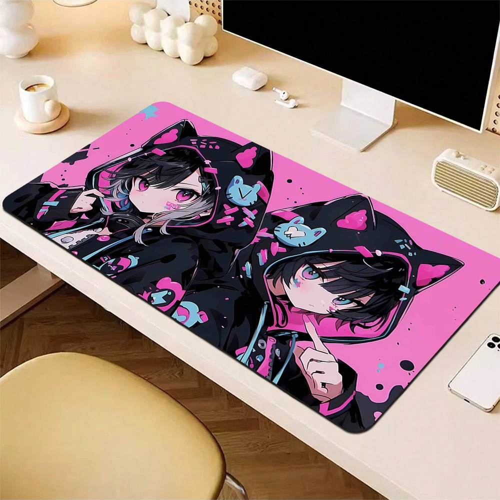 Anime Girl Gaming Mouse Pad, Grande Impressão HD, Tapete Bonito Do Rato, Borda De Bloqueio Do Escritório, Esteiras De Mesa, Esteira De Mesa Do Laptop, 90x40cm