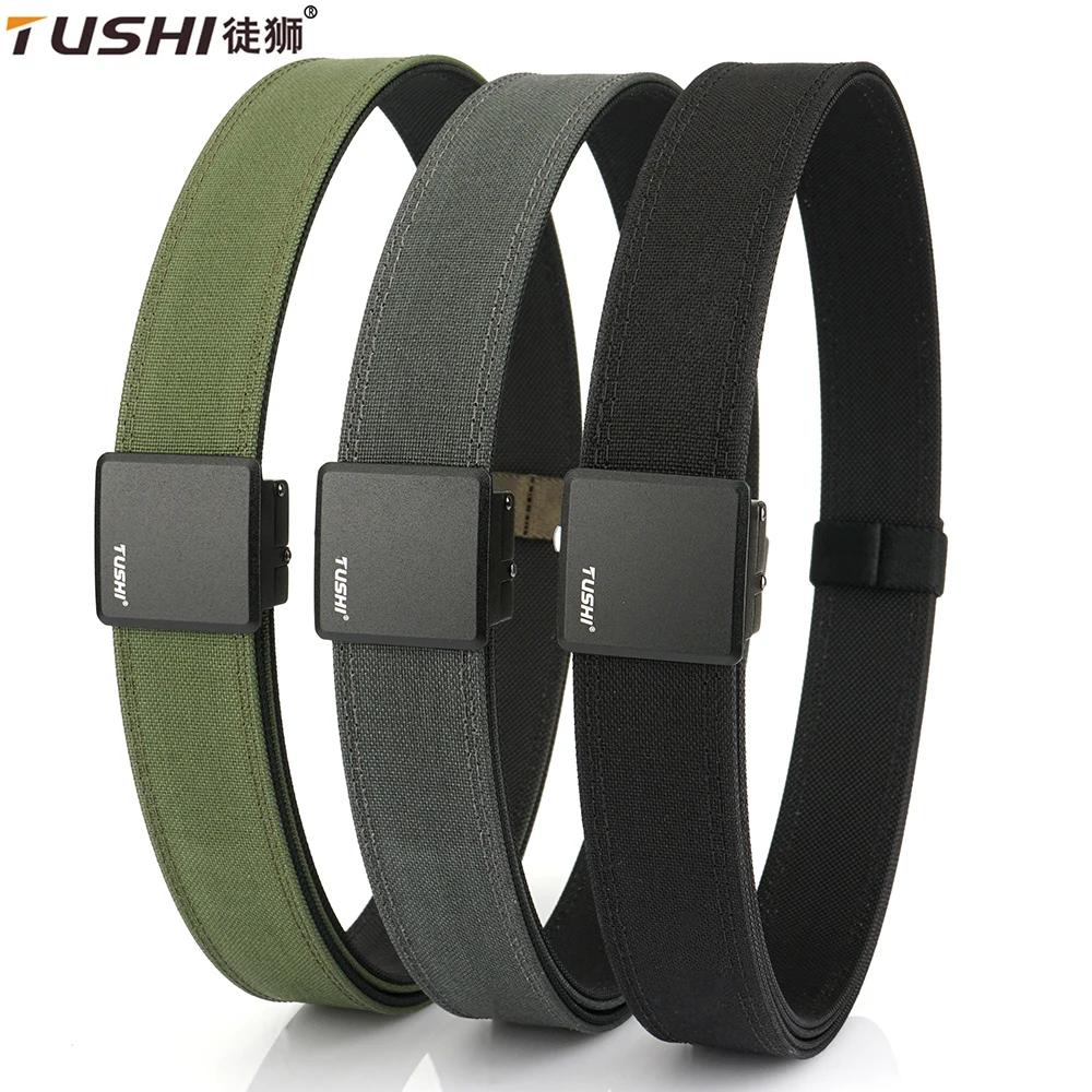 TUSHI Metal Automatic Buckle Hard Tactical Belt Thickened Hanging Tool Belts For Men Outdoor IPSC Shooting Training Waistband