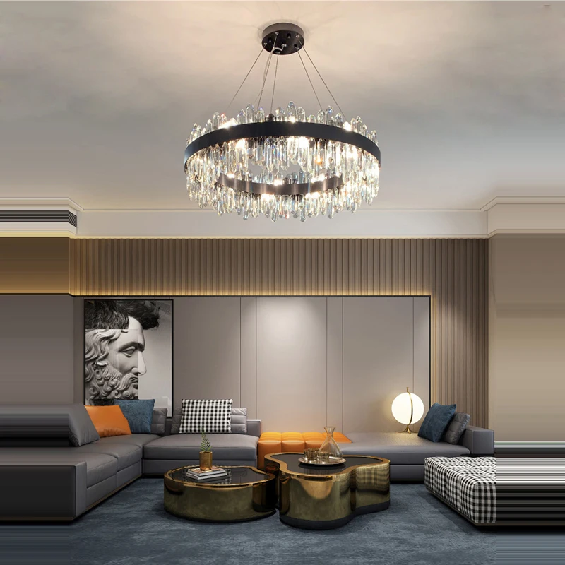 

LED Postmodern Crystal Round Designer Hanging Lamps Chandelier Lighting Lustre Suspension Luminaire Lampen For Foyer