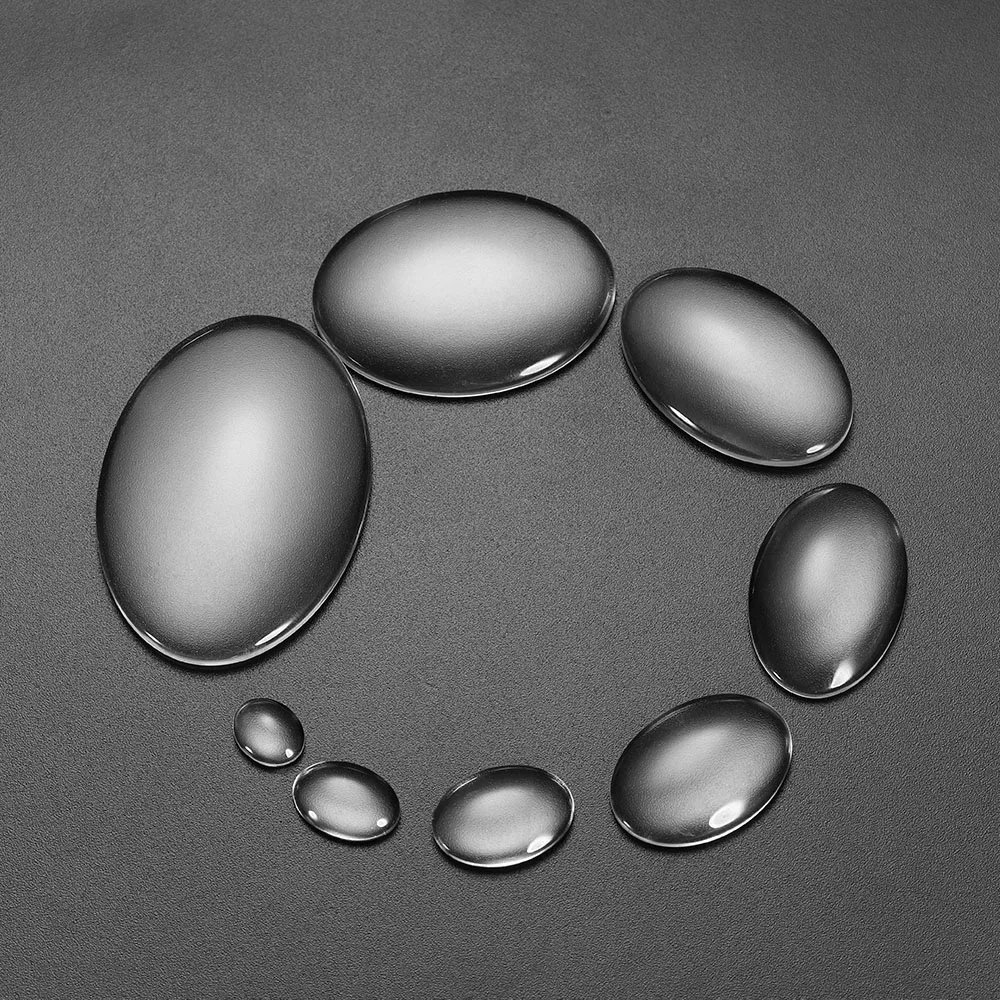 5-50pcs/lot Size 10-50mm Oval Glass Cabochon Cameo Transparent Clear Flat Back Crystal Cabochon For Jewelry Making Accessories
