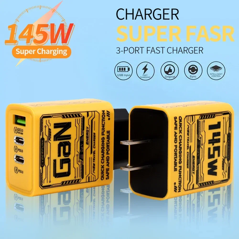 145W USB Charger Quick Charge Fast Phones Charger Adapter For iPhone Samsung Huawei Xiaomi 3 Ports EU/US/UK Plug Wall Adapter